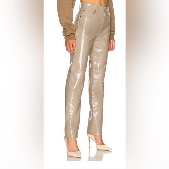 AGOLDE Recycled Leather 90’ Pinch Waist Pant in Quail...